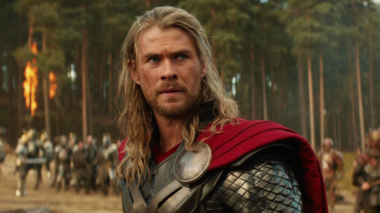 Thor looking wary in Thor: The Dark World