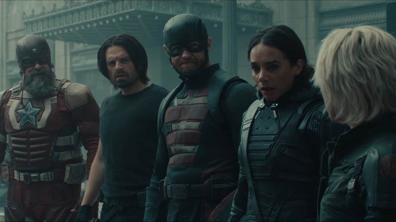 The Thunderbolts stood in a row together