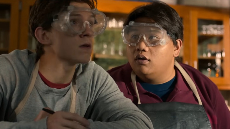 Peter Parker and Ned Leeds in science class in Spider-Man: Homecoming