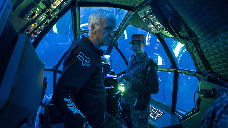 James Cameron directing on the set of Avatar: The Way of Water