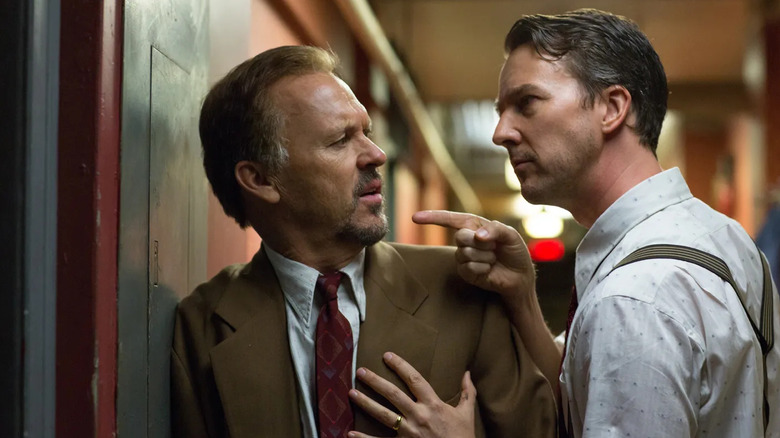 Mike gives Riggan a piece of his mind in Birdman