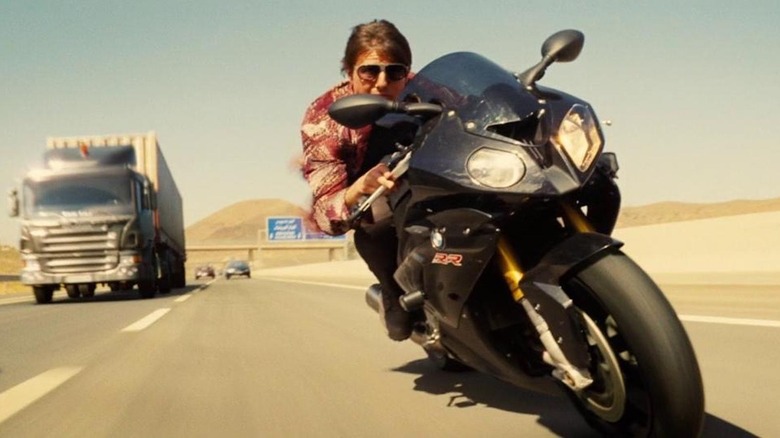 Tom Cruise on a motorcycle