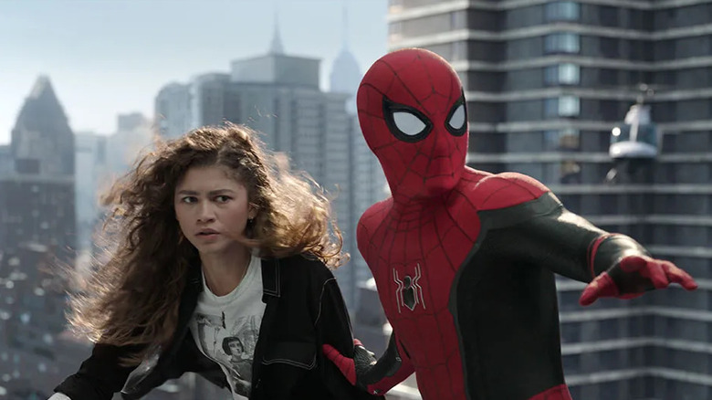 Spider-Man rescuing MJ in Spider-Man: No Way Home