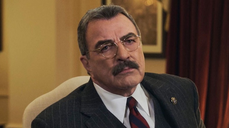Tom Selleck as Frank Reagan looking serious in Blue Bloods