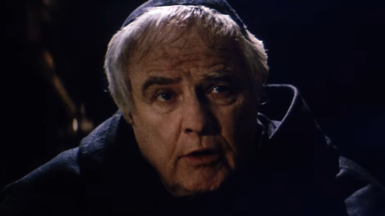 Marlon Brando's Tomás de Torquemada is seen in closeup in Christopher Columbus The Discovery