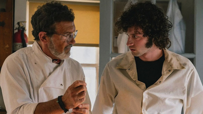 Antonio Banderas's Chef imparts some wisdom to Tony in the film Tony
