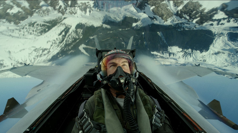 Captain Mitchell flying upside down in Top Gun: Maverick