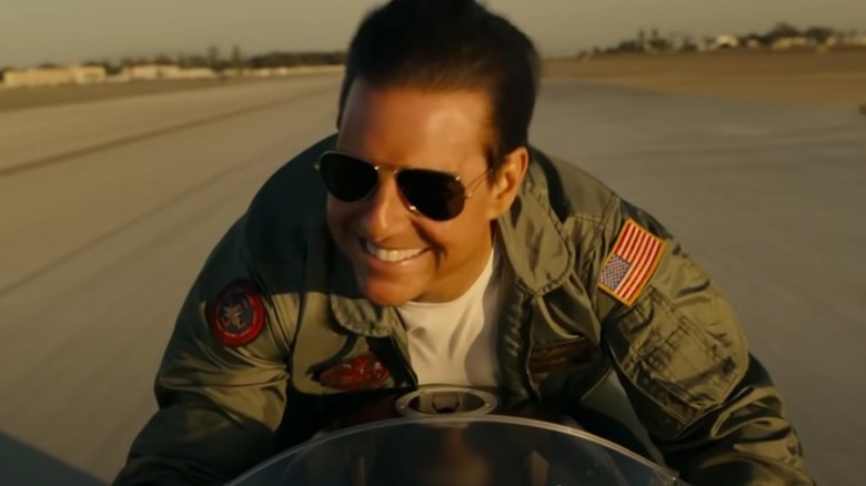 Maverick riding a motorcycle