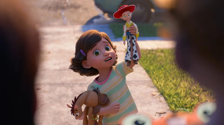 Bonnie holding up Jessie to play in Toy Story 5