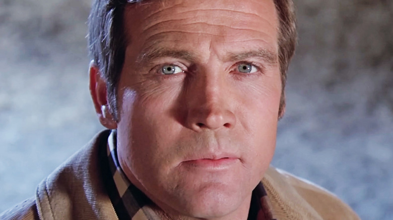 Lee Majors' Steve Austin is seen in closeup in The Six Million Dollar Man