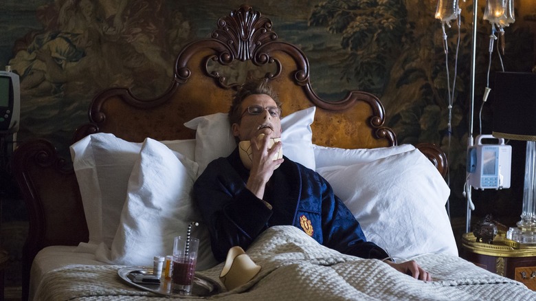 Michael Pitt as the evil Mason Verger after he befalls an unfortunate accident in "Hannibal"
