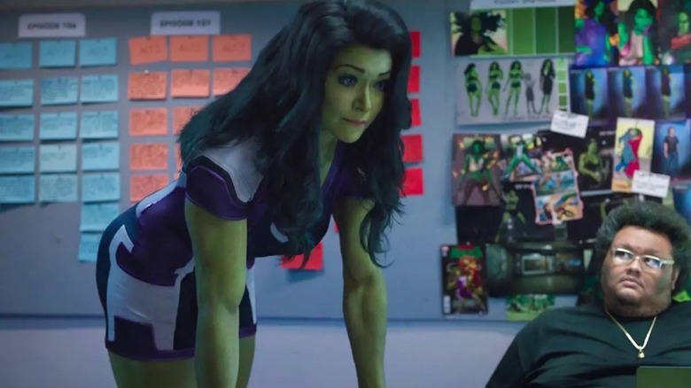 She-Hulk (Tatiana Maslany) drops in on her own show's writing room in the finale of She Hulk