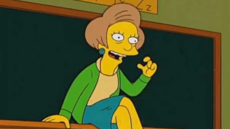 Marcia Wallace as Edna Krabappel teaching a lesson in The Simpsons