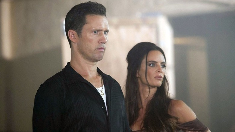 Jeffrey Donovan and Gabrielle Anwar as Michael Westen and Fiona Glenanneas on Burn Notice