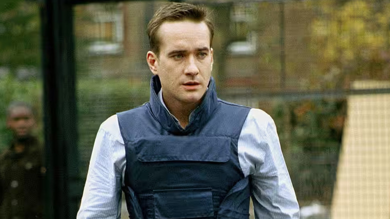 Matthew Macfadyen as Tom Quinn, wearing a bullet proof vest on Spooks