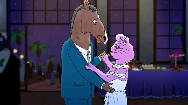 Bojack and Princess Carolyn dance together at her wedding on BoJack Horseman