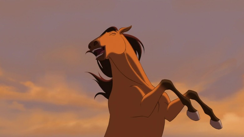 Spirit celebrating his freedom in Spirit: Stallion of the Cimarron