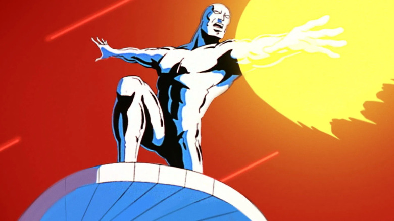 Silver server releases an explosion in space, screams. From Silver Surfer.
