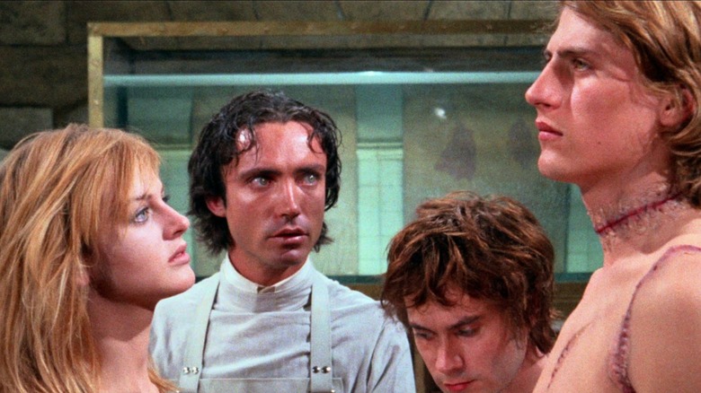 Two monsters, Otto, and Baron Frankenstein in Flesh for Frankenstein