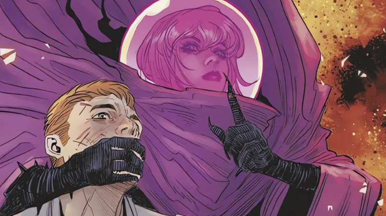 Gwen Stacy As Mysterio dengan Harry Osborn di sampul Ultimate Spider-Man #16