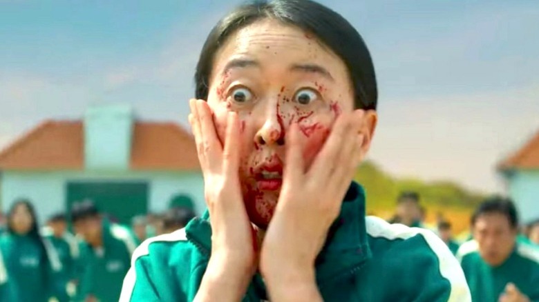 A contestant is horrified by the start of the game.