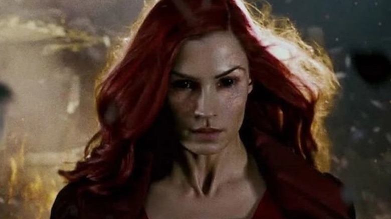 Famke Janssen in the woods