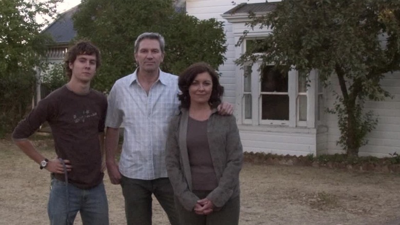 Family posing in Lake Mungo