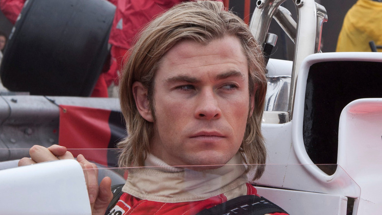 Chris Hemsworth looks to the side