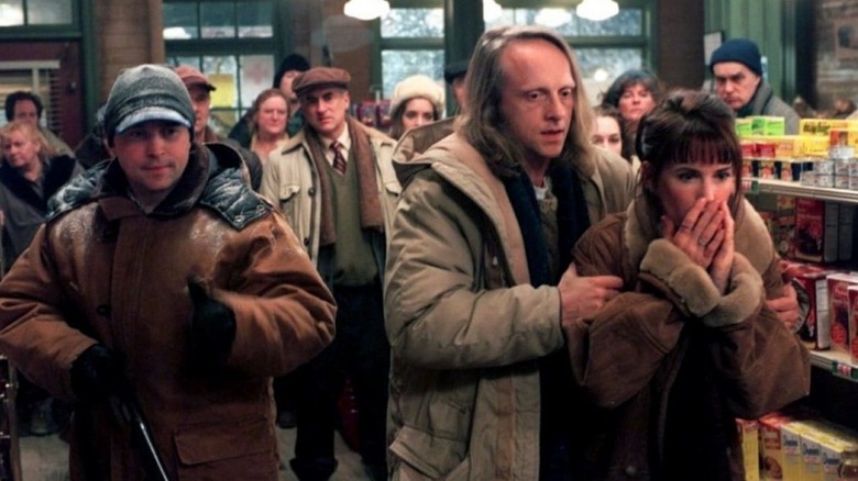 The townspeople hide in the market