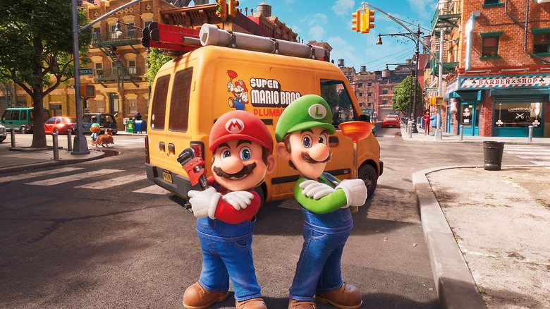 The Mario Bros and their van from The Super Mario Bros. Movie