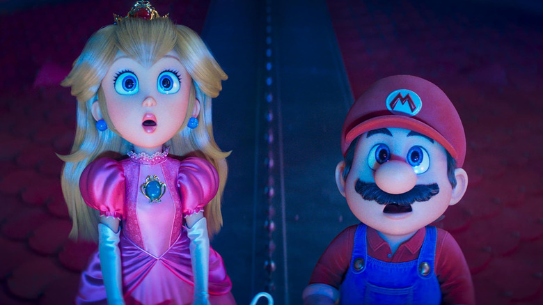 Peach en Mario kijken naar de lucht in The Super Mario Galaxy Movie