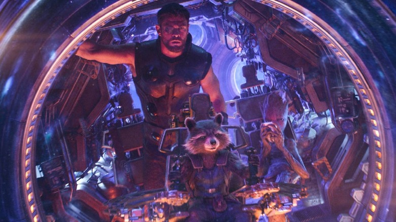 Bradley Cooper, Chris Hemsworth and Vin Diesel in Avengers: Infinity War