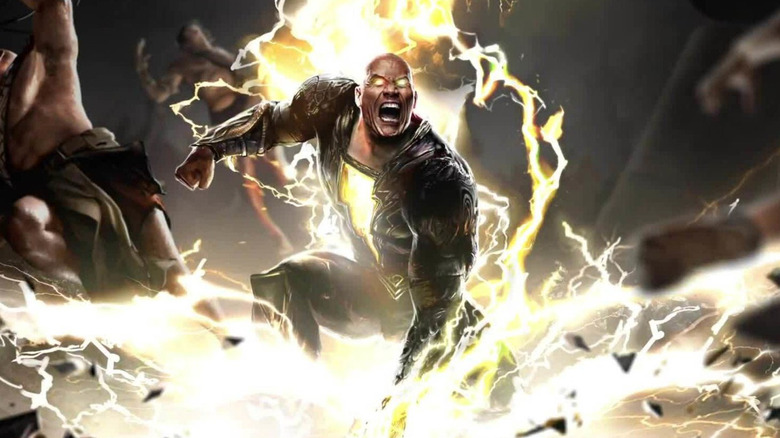 Dwayne Johnson conjuring lightning as Black Adam