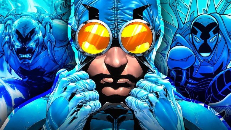 blue beetle puts on his costume 