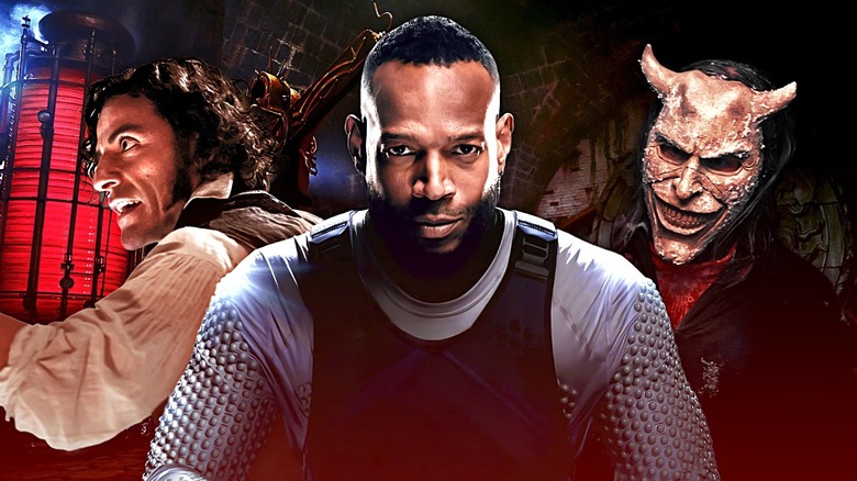 Marlon Wayans in Him in the middle, and on the sides, Oscar Isaac in Frankenstein, and The Grabber in Black Phone 2..