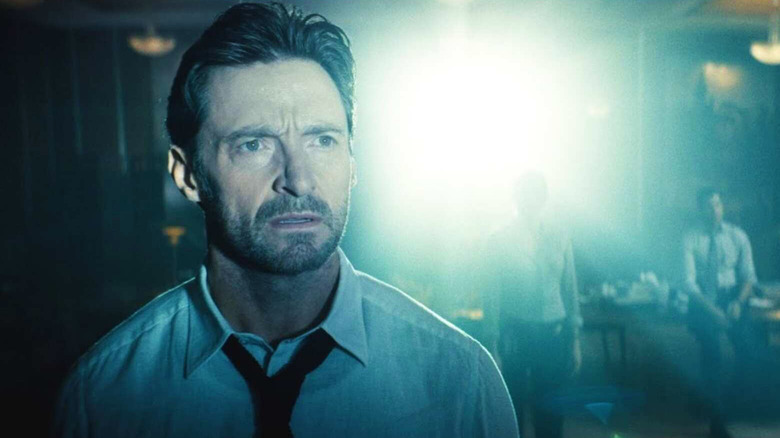 Hugh Jackman looking aghast in Reminiscence