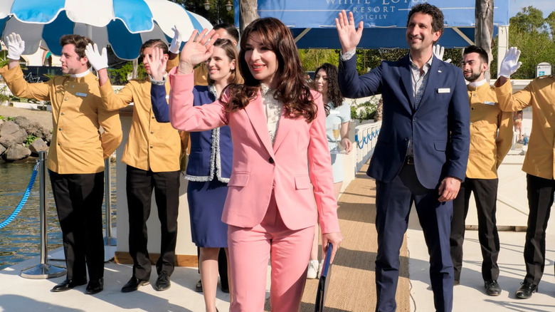 Valentina and her crew greeting their guests in The White Lotus