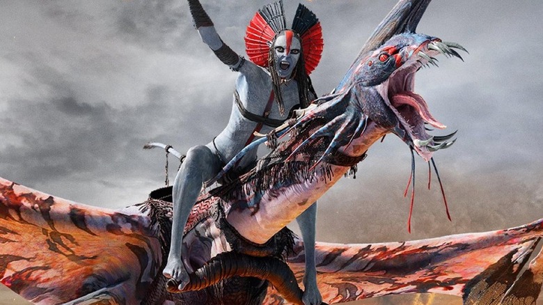 Varang on the back of a dragon in Avatar: Fire and Ash