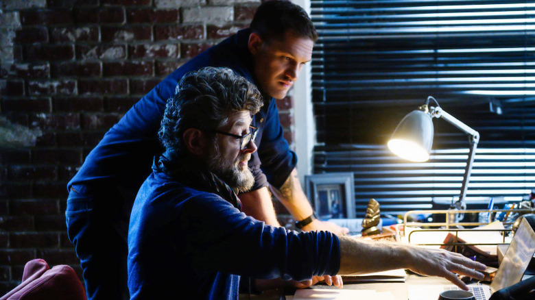 Andy Serkis and Tom Hardy on the Venom 2 set