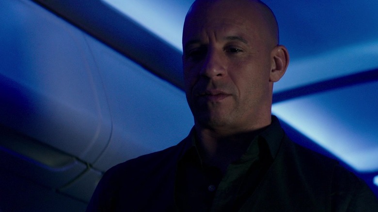 Vin Diesel as Kaulder looks down inside an airplane in The Last Witch Hunter