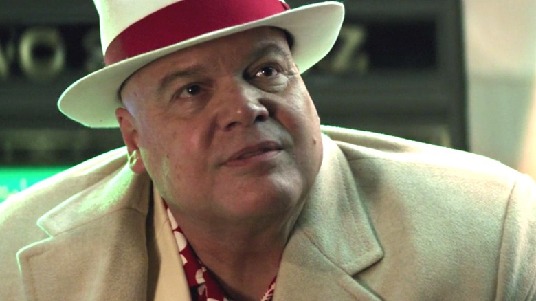 Kingpin white suit red shirt