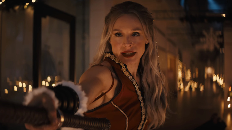 Kristen Bell as Mrs. Claus wielding a big hammer in Violent Night 2