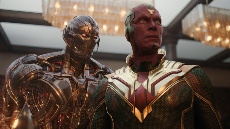 Ultron looking menacingly at Vision in VisionQuest