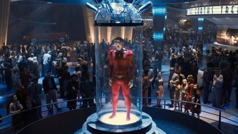 The Human Torch in a display case at the Stark Expo in Captain America: The First Avenger