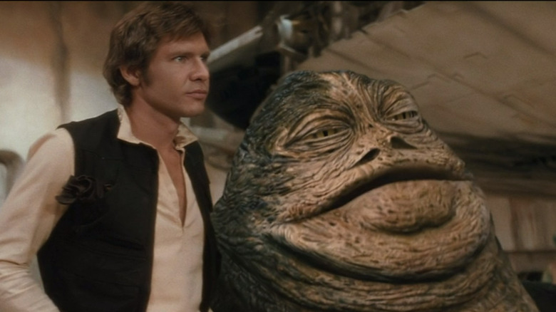 Han Solo and Jabba in Star Wars: A New Hope