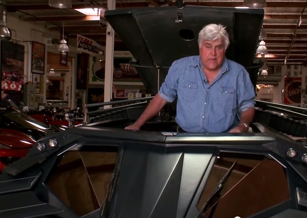 Jay Leno drives the Batmobile