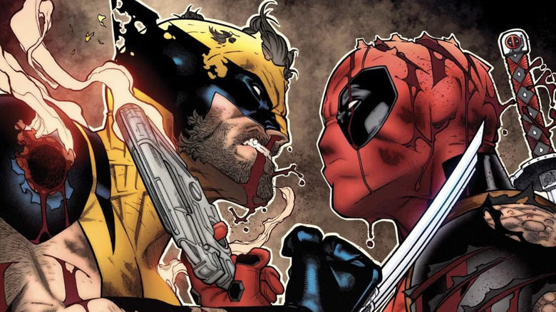 Wolverine and Deadpool in each other's faces in Marvel's comic books