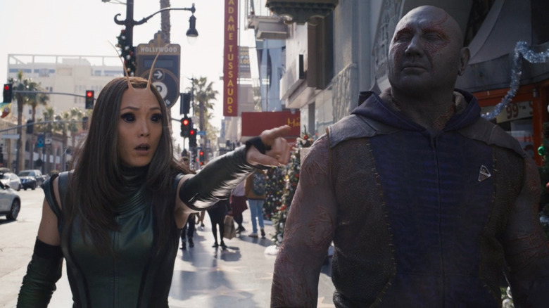 Pom Klementieff and Dave Bautista in The Guardians of the Galaxy Holiday Special