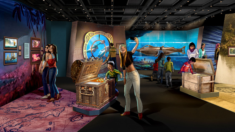 Artistic rendering of the Spirit of Adventure and Discovery gallery from Disney100: The Exhibition