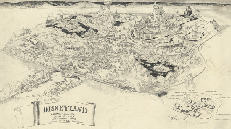 Concept art from 1953 for Disneyland from Disney100:The Exhibition